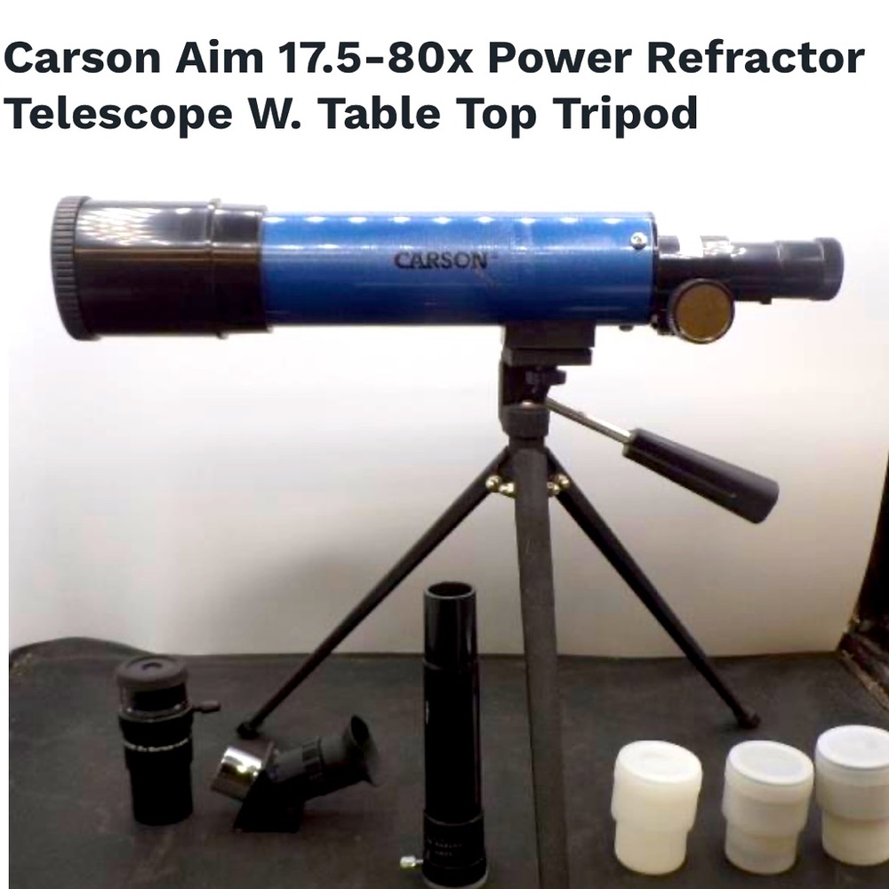 Carson Aim 17.5-80x Power Refractor Telescope W.
Table Top Tripod - NEW IN BAG